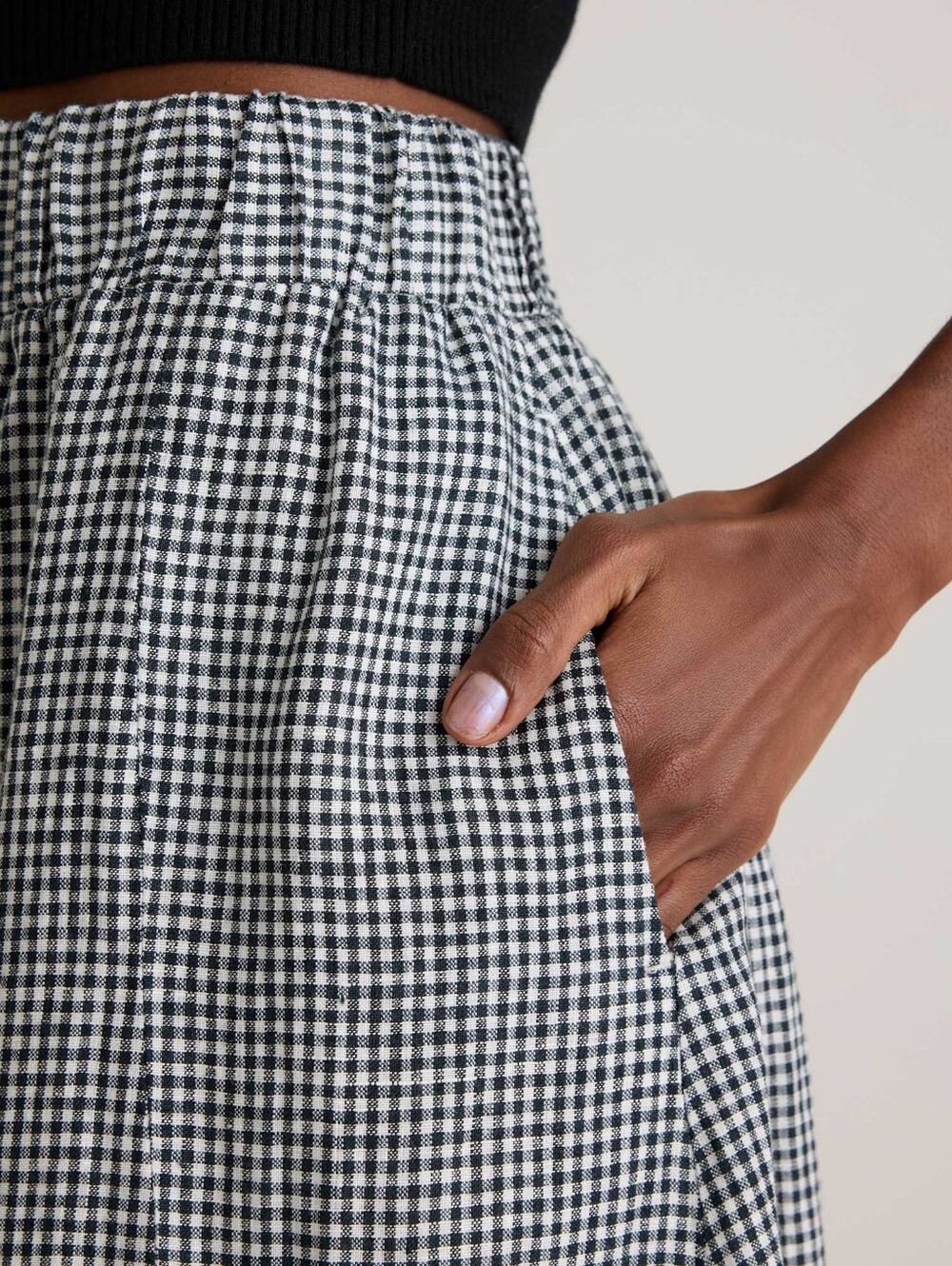 Quince European Linen Maxi Skirt Classic Mini Gingham Size Small - Picture 3 of 8